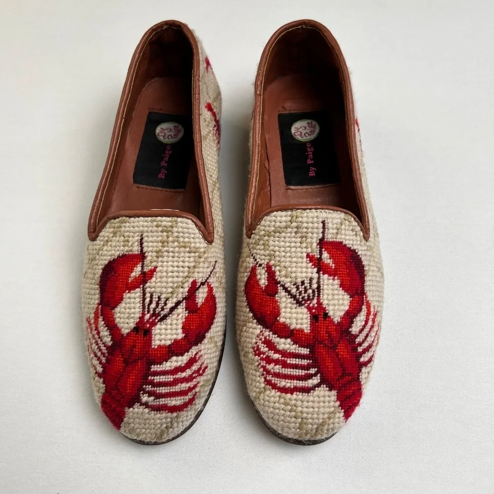 *FIRM PRICE* By Paige Lobster Needlepoint Loafers